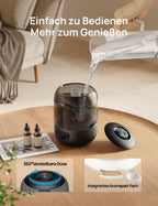 Dreo Luftbefeuchter für das Schlafzimmer, Kaltnebel-Ultraschallgerät mit 30 Stunden Laufzeit, 3L Top-Fill-Tank, Feuchtigkeitssensor, Nachtlicht für Babys, Kinderzimmer, für Pflanzen und Zuhause