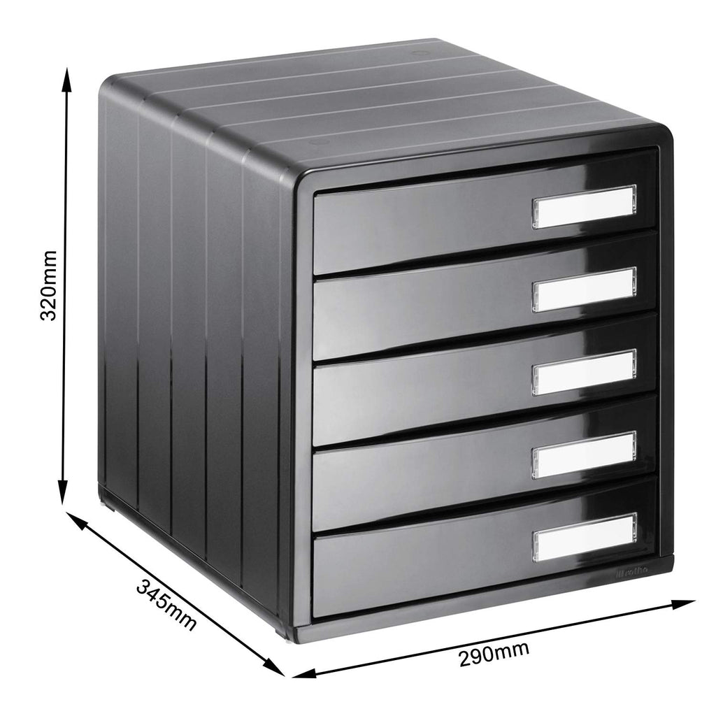 Rotho Timeless Schubladenbox / Bürobox mit 5 Schüben, Kunststoff (PS) BPA-frei, anthrazit, (34.5 x 29.0 x 32.0 cm)