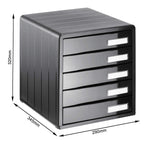 Rotho Timeless Schubladenbox / Bürobox mit 5 Schüben, Kunststoff (PS) BPA-frei, anthrazit, (34.5 x 29.0 x 32.0 cm)