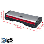GBC 250HS Office A3 Laminiergerät - High Speed Laminieren, schnelle Aufwärmzeit von 1 Min, 75-125 Mikron, Anti-Stau, Auto-Abschaltung, inkl. 5x A4-Laminierfolien, Schwarz/Rot, 4410071EU