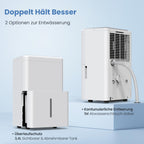 Newentor Luftentfeuchter elektrisch 30L, Entfeuchter elektrisch keller, Raumentfeuchter elektrisch, Dehumidifiers for home für 245m³/90m², mit Timer, Filter, Ablaufschlauch, 10 J. Gar.