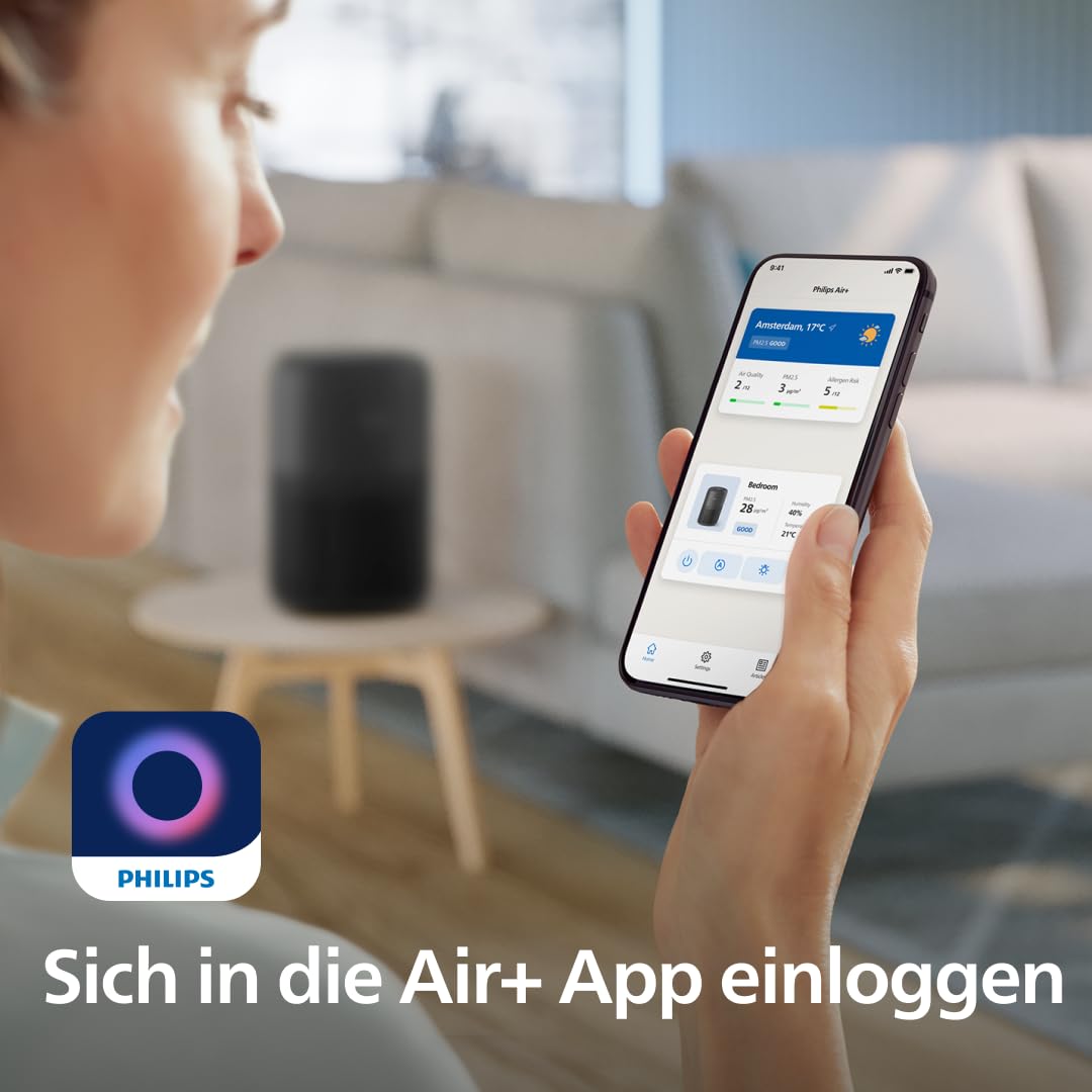 Philips Luftreiniger 900 Serie, HEPA NanoProtect + Aktivkohlefilter, CADR 250m³/h für 65m² Allergiker, leise, intelligent und energieeffizient (AC0951/13)