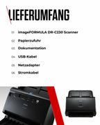 Canon imageFORMULA DR-C230 Scanner | Dokumentenscanner | Duplex Scanner mit Einzug für Homeoffice & Büro mit USB | 60 Blatt Einzug | Bis zu 30 Seiten pro Min | Canon CaptureOnTouch Software