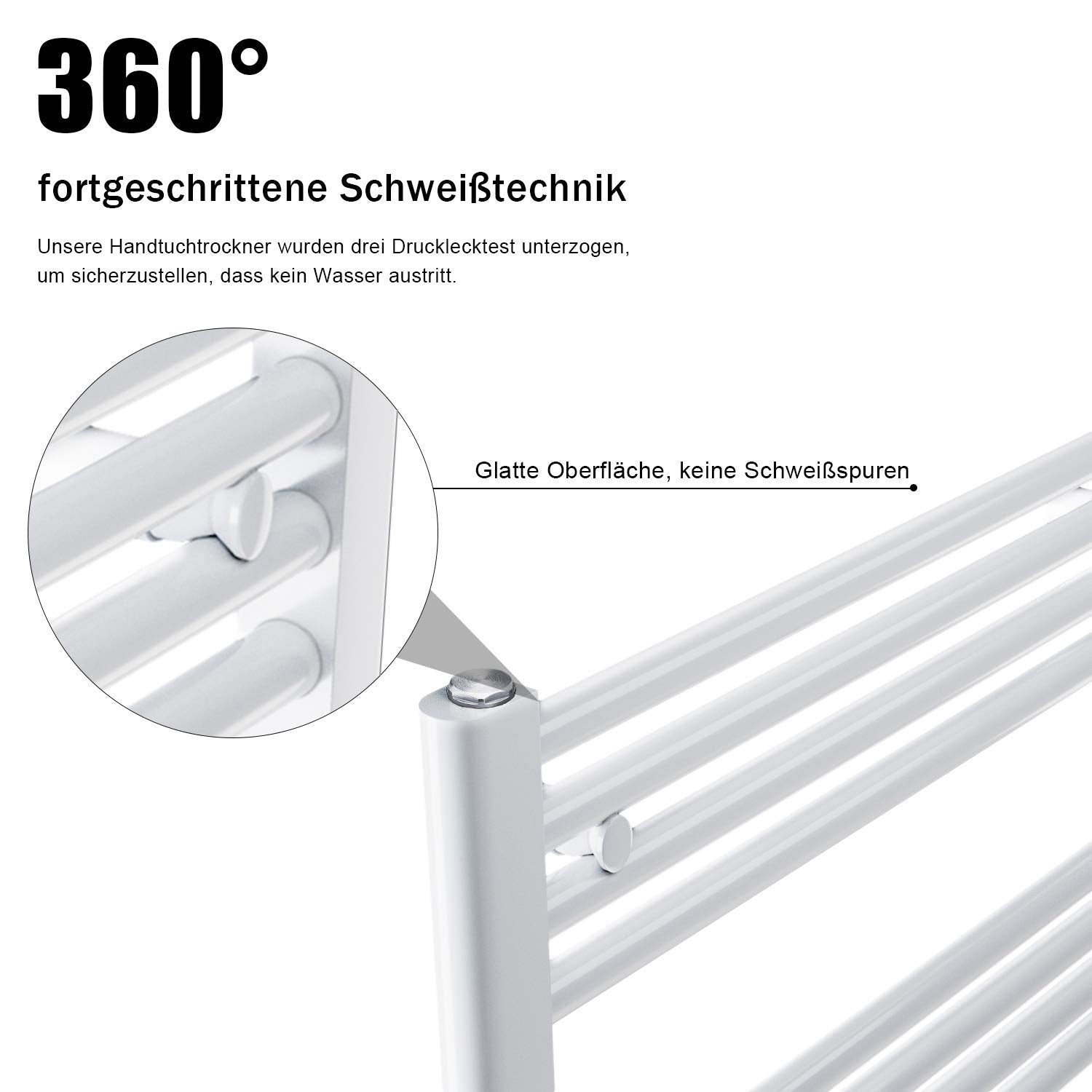 SONNI Badheizkörper Handtuchhalter Mittelanschluss 1600x500mm Weiß Handtuchtrockner Heizkörper Bad Gerade