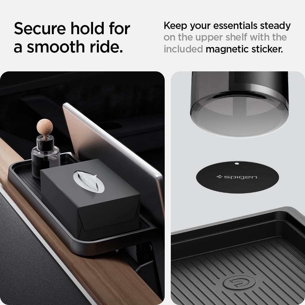 Spigen Tesla Model Y (~2024) und Model 3 (2021-2023) Aufbewahrungsbox unter dem Bildschirm Tablet Organizer Box Tablet Halterung Aufbewahrung entworfen für Tesla Model Y und 3 Zubehör