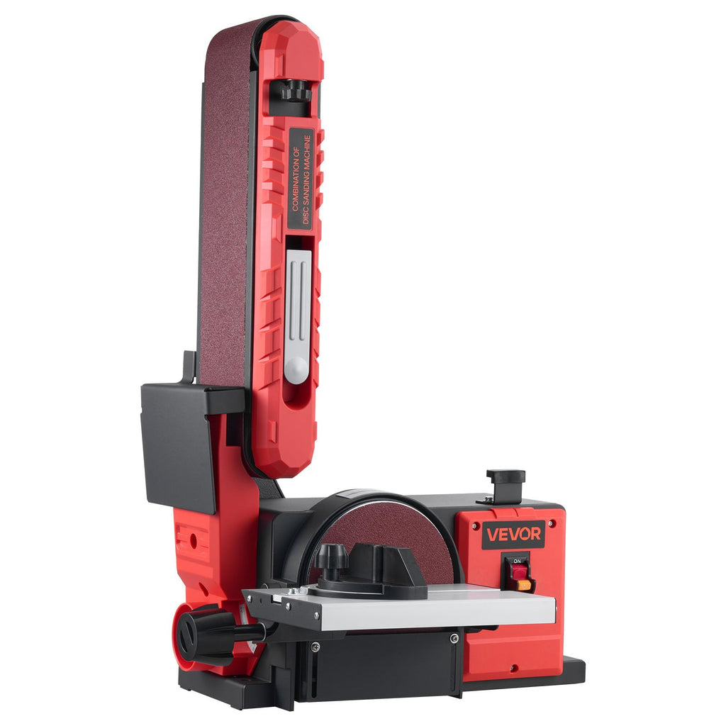 VEVOR Band-Tellerschleifer 400 W, 152,4 mm Tellerschleifer & 101,6x914,4 mm Bandschleifer, mit 0-45° verstellbarem Arbeitstisch & Staubabsauganschluss für Holzbearbeitung, Messerschärfen