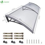 VOUNOT Vordach für Haustür 200 x 80 cm, Überdachung Haustür aus Aluminium und Polycarbonat, Transparentes Pultbogenvordach, Pultvordach, Grau