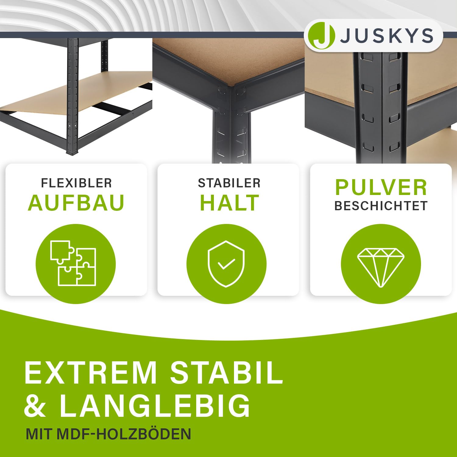 Juskys 8er-Set Lagerregal Basic 8X 180x90x40cm (HxBxT) - 7000 kg - 40 Böden - Schwerlastregal Steckregal Metall Kellerregal Regalsystem Regal - Grau