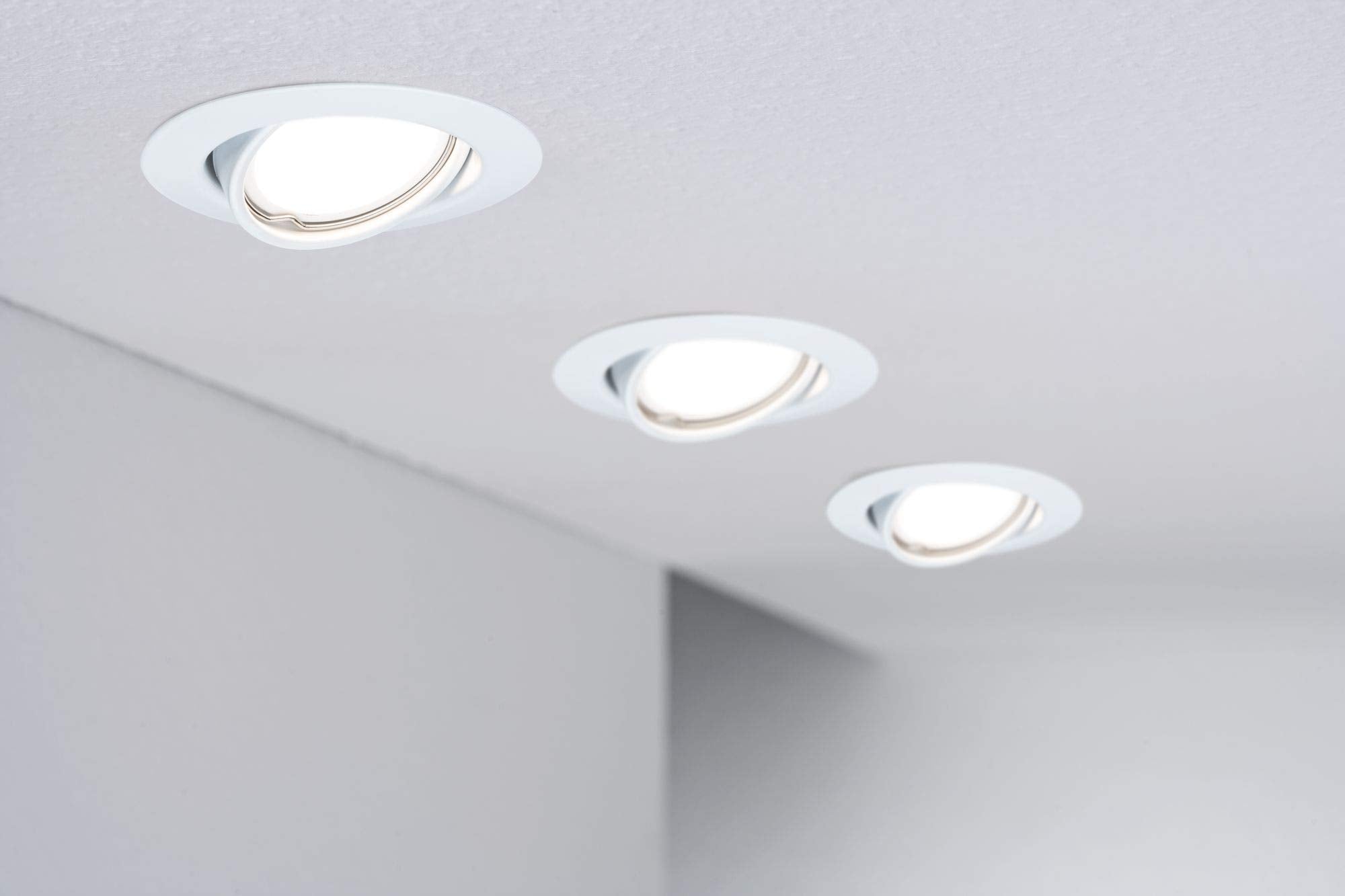 Paulmann 93400 Einbauleuchte Base rund schwenkbar max. 10x10W Einbaustrahler ohne Leuchtmittel Weiß Einbaulampe Metall Deckenspot GU10