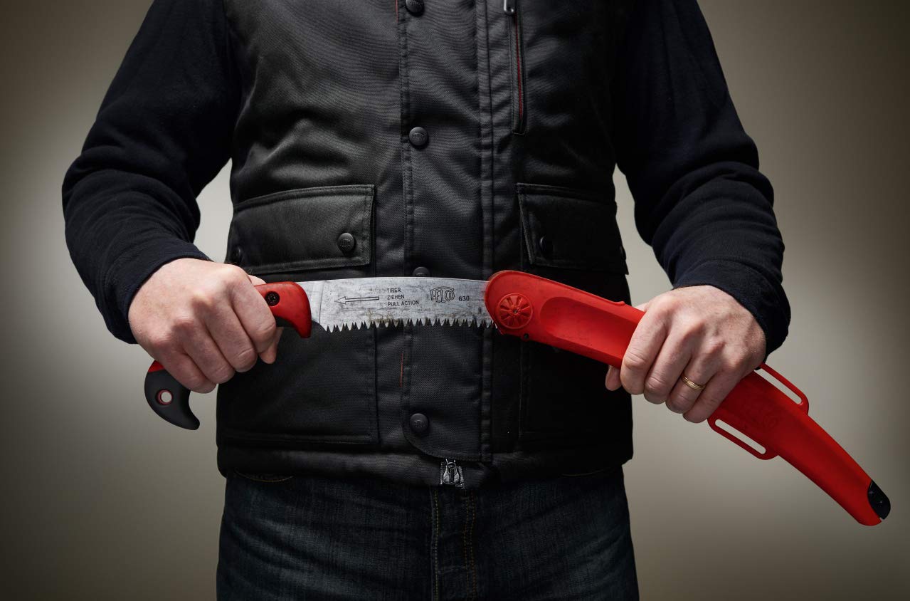 FELCO 630 Astsäge (gebogene Säge mit ziehendem Schnitt, Sägeblatt 33 cm, Schnitt-ø 120 mm, Länge 495 mm, Baumsäge inkl. Etui)