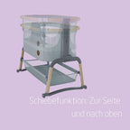 Maxi-Cosi Iora Air Beistellbett Baby, Co-Sleeper mit Allround-Netzgewebe, 0–6 Monate (9 kg), Schaukelmodus,5 Höhenstufen, Leichtes Schieben, Leicht zu Tragen, 2 Räder, Beyond Grey