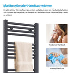Heilmetz Badheizkörper Elektrisch 100x60cm Handtuchwärmer mit Digitalem Thermostat mit Timer-Funktion Gerade Handtuchtrockner Anthrazit 500W