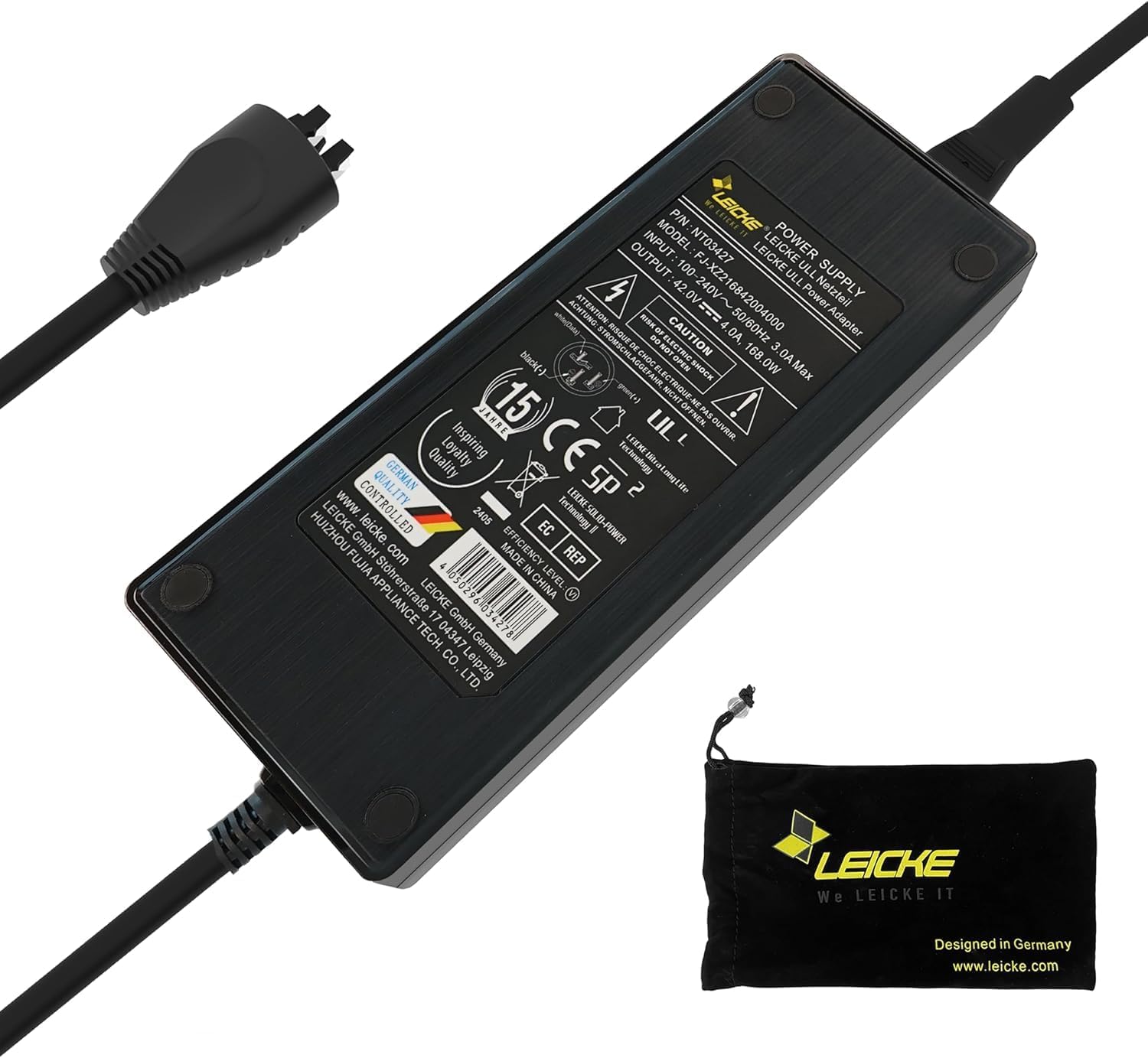 LEICKE Netzteil für Bosch e Bike Ladegerät 36V 4A 42V 4A Bosch Active Performance Line E-Bike Akku mit Active Line Plus Cargo CX(0275007907)