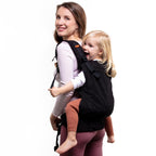 Beco Toddler Babytrage & Kindertrage (9-27 kg) - 100% Baumwoll Trage Kleinkind, Leicht & Atmungsaktiv, Hüftfreundlich mit 2 Tragepositionen: Bauchtrage & Rückentrage (Schwarz)