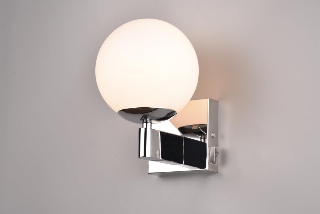 Trio Leuchten Badezimmer Wandleuchte Kula 284270106, Metall Chrom, Glas Weiß, exkl. 1x E14