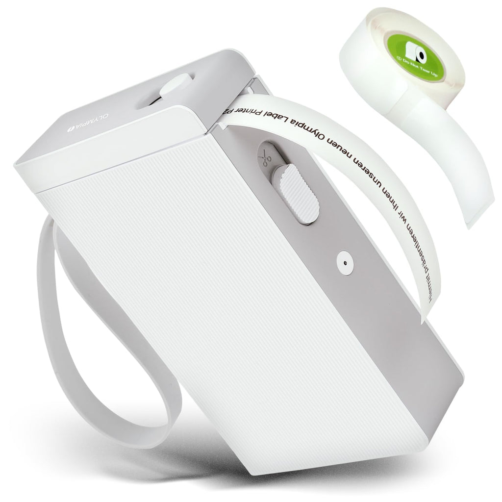 Olympia P22 Etikettendrucker | Etikettiergerät für Home Office & Bürobedarf | Bluetooth-Thermodrucker für Küche, Büro & Hobby | Label Printer für Endlospapier | Wasserfest & Abriebfest (Weiß)