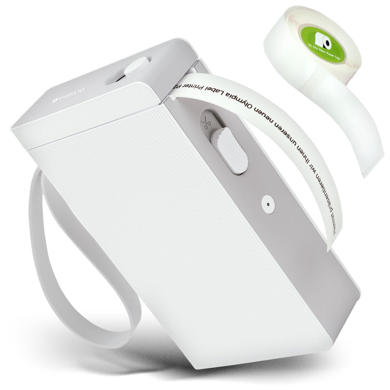 Olympia P22 Etikettendrucker | Etikettiergerät für Home Office & Bürobedarf | Bluetooth-Thermodrucker für Küche, Büro & Hobby | Label Printer für Endlospapier | Wasserfest & Abriebfest (Weiß)
