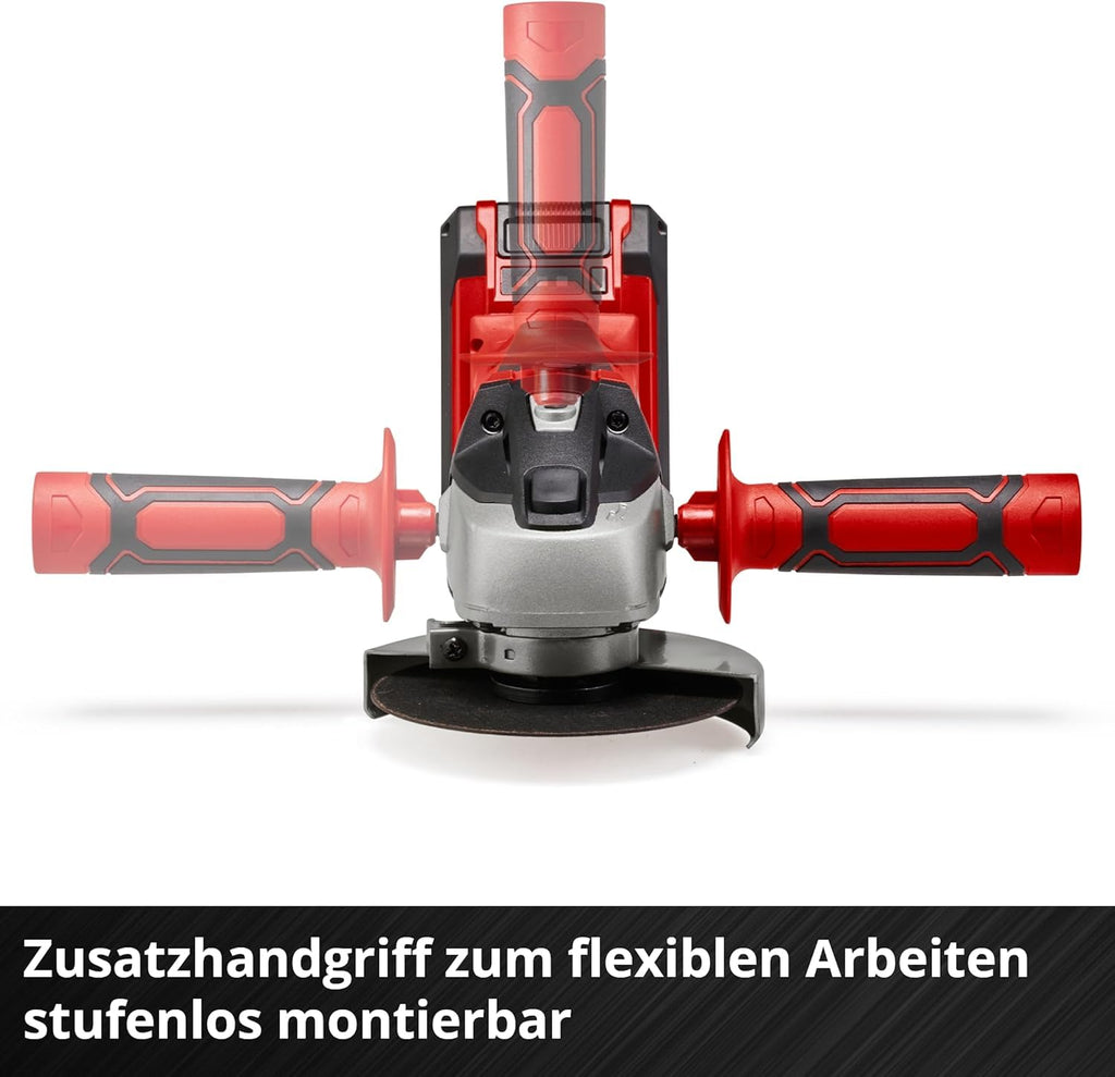 Einhell Akku-Winkelschleifer TC-AG 18/115 Li (1x4,0Ah) (18 V, 115 mm Scheiben-Ø, 28 mm Schnitttiefe, Softstart, Zusatzhandgriff, inkl. 1x 4,0 Ah Akku & Ladegerät)