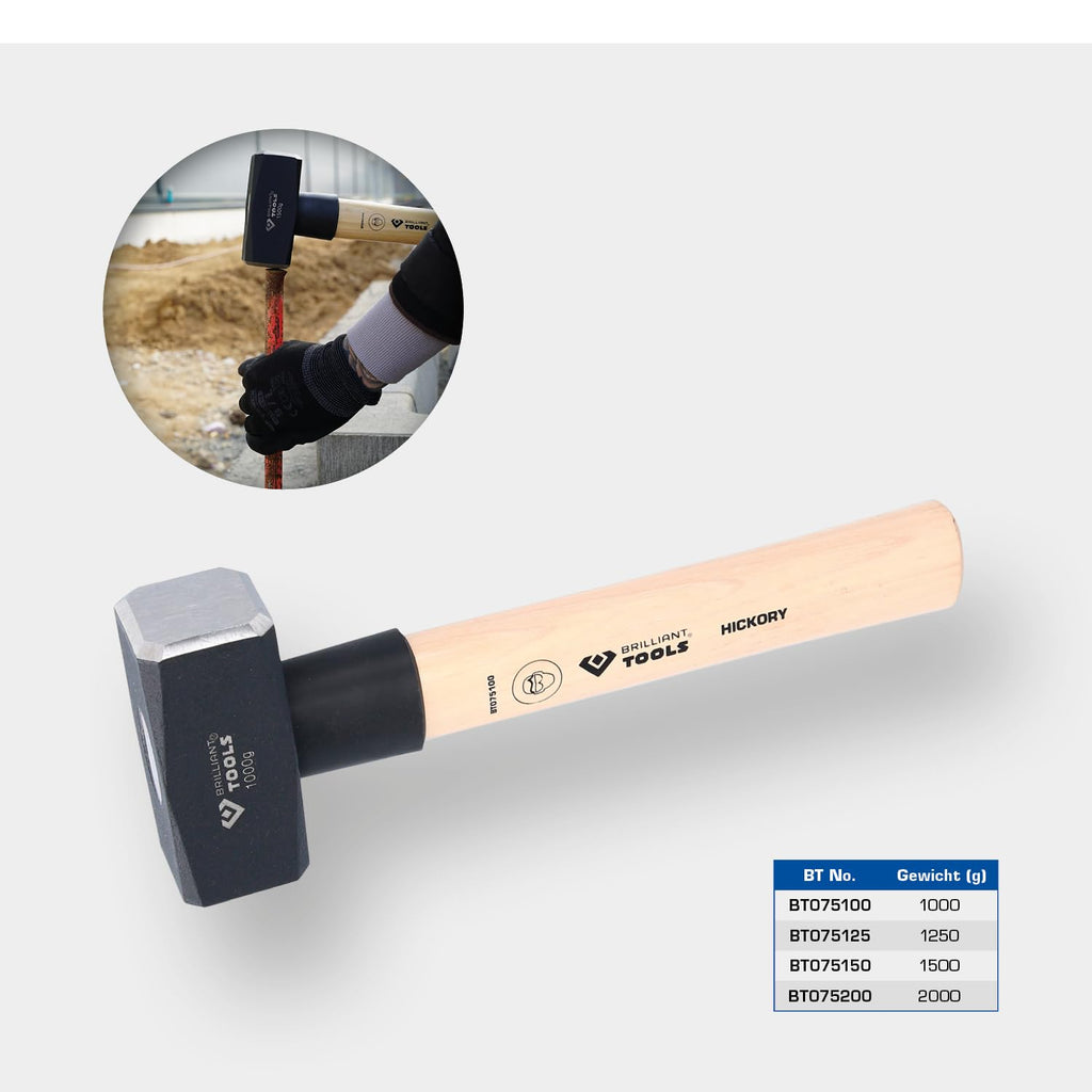 KS TOOLS Fäustel mit Hickory-Stiel, 2000 g
