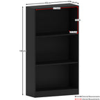 Vida Designs Cambridge Bücherregal mit 3 Ebenen, mittelhoch, schwarz, Holz-Regaleinheit für Büro, Wohnzimmermöbel, 24 x 60 x 108 cm