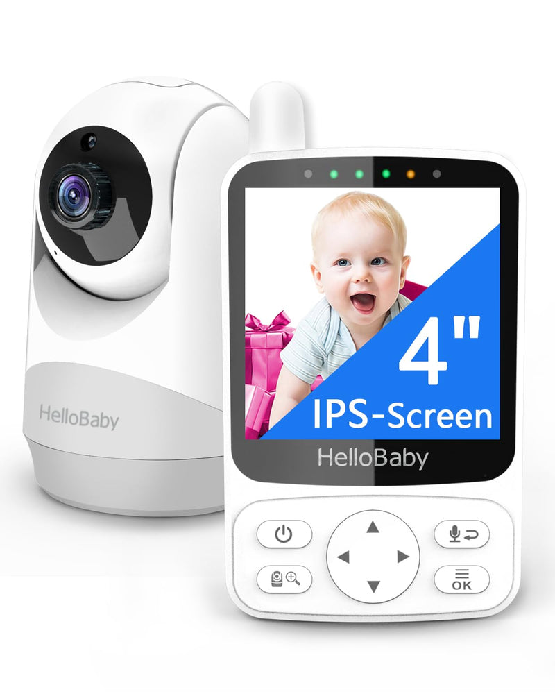 HelloBaby Babyphone mit Kamera,29 Stunden Akkulaufzeit Babyfon,318°/120° Baby Monitor mit Ferngesteuerter Pan-Tilt Kamera 2X Zoom,Infrarot-Nachtsichtkamera ECO-Modus,Bis zu 1000ft,2-Wege-Audio