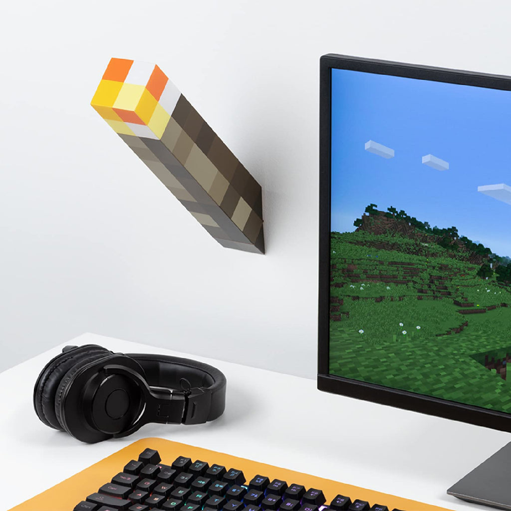 Minecraft Fackel-Licht - Offiziell lizenziert, 2 Lichtmodi, 2 Nutzungsmöglichkeiten, batteriebetrieben, Geschenk für Gamer
