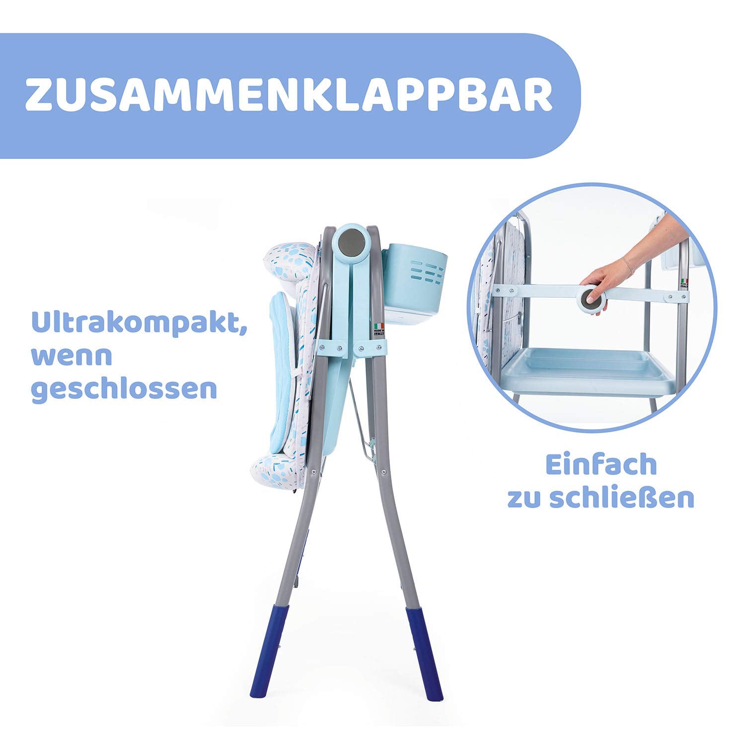Chicco Cuddle & Bubble Badewanne Wickeltisch Neugeborenen Ergonomisch mit Matratze und Weichem Reduzierer, Höhenverstellbar, Kompakte Verschluss, Eltern Organizer 2 Räder, Max 11kg, Ocean