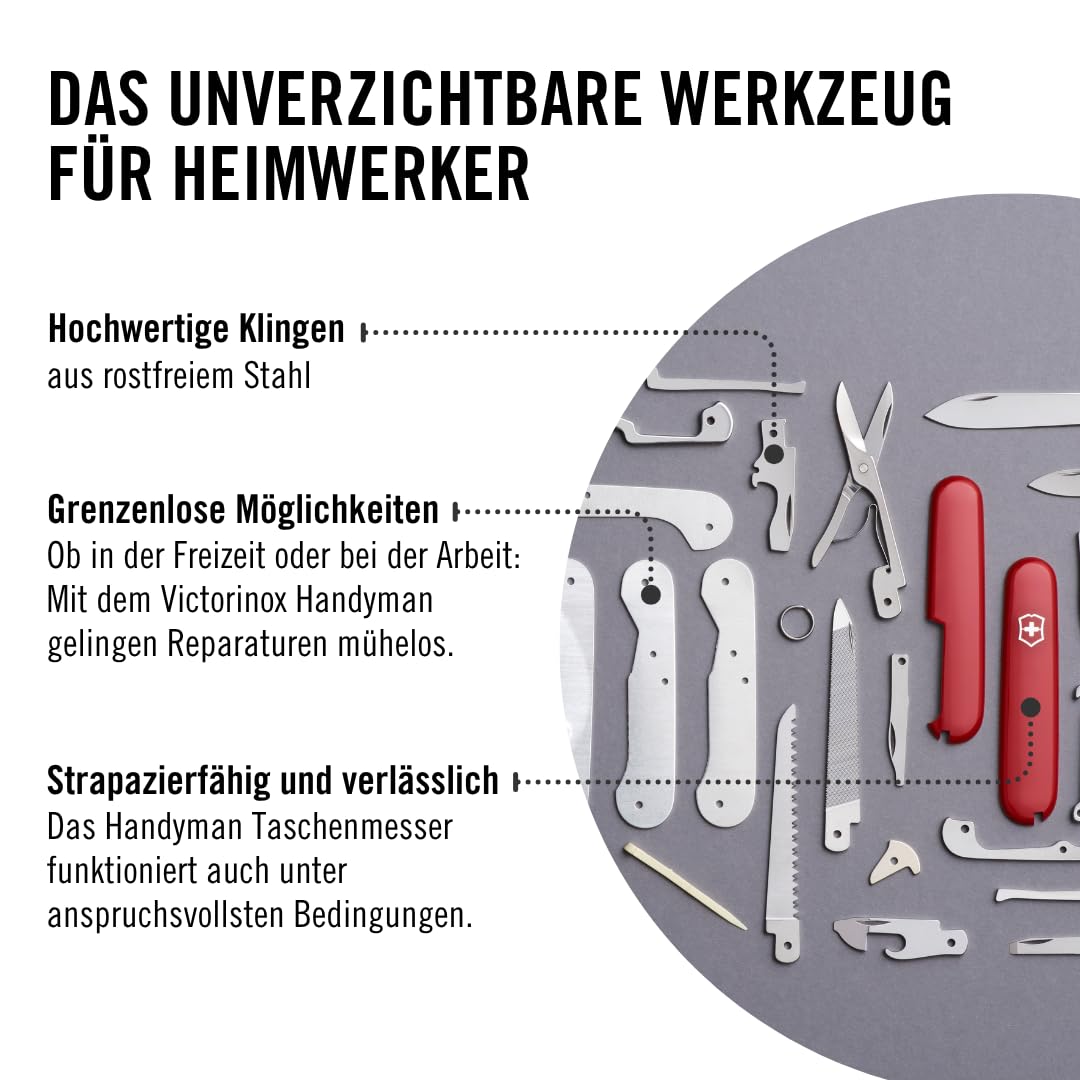 Victorinox Schweizer Taschenmesser Handyman, Swiss Army Knife, Multitool, 24 Funktionen, Klinge, Korkenzieher, Dosenöffner