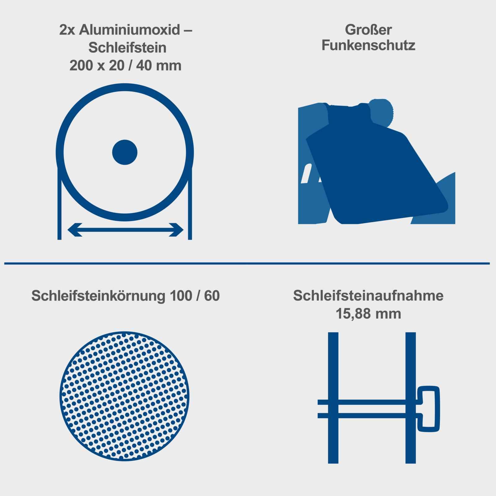 Scheppach Doppelschleifer SM200AL Schleifmaschine Schleifgerät | 500W Leistung | Verstellbarer Funkenschutz | Schleifscheibe 200mm Ø | inkl. Schlicht- und Schruppscheibe