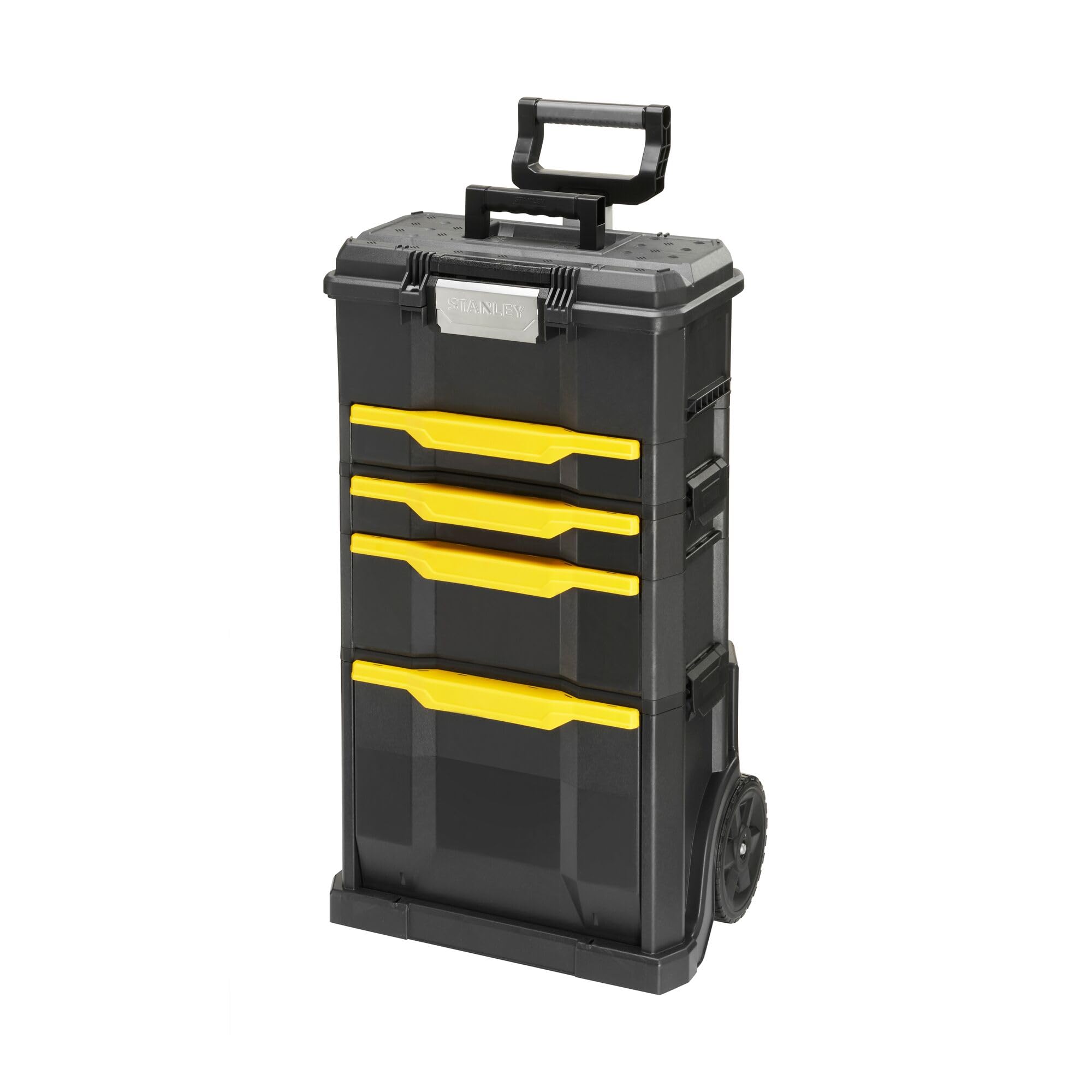 Stanley Rollende Werkstatt aus Metall-Kunststoff 1-79-206 / Werkzeugwagen leer mit 3 modularen Einheiten / Vielseitige Werkzeugbox für Kleinteile und große Werkzeuge