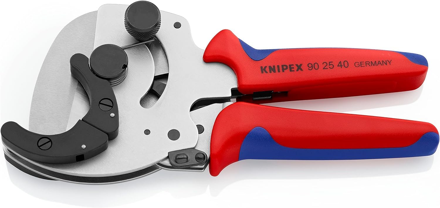 KNIPEX Rohrschneider für Verbund- und Kunststoffrohre verchromt mit Mehrkomponenten-Hüllen 210 mm, 90 25 40