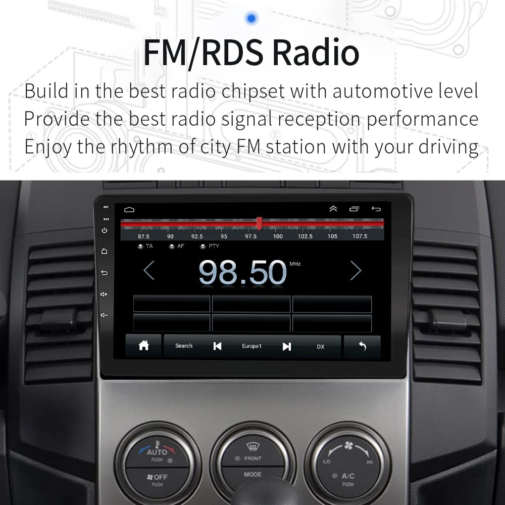 LEXXSON Wireless Carplay Android Auto für Mazda 5 2005-2010 mit 9 Zoll kapazitivem Touchscreen SWC GPS Navigation Bluetooth WiFi USB Player 2G DDR3 auf 32G NAND