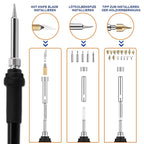 100W 165 teilig Brandmalstation, Brandmalerei und Lötkolben Satz, 5X Lötspitzen & 2X Stift, Holzbrenner Brennkolben Brandmalgeräte, Lötstation Lötset für Holz, Leder und Kork, Temperatur max. 750°C