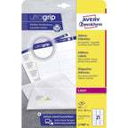 AVERY Zweckform L7160-40 Adressetiketten/Adressaufkleber (840 Etiketten mit ultragrip, 63,5x38,1mm auf A4, bedruckbar, selbstklebend, für DIN B6/C6 Briefkuverts, Papier matt) 40 Blatt, weiß