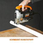 Evolution Power Tools Rage 7-S Universalstichsäge – schneidet Holz, Stahl, Kunststoff und mehr – inklusive 5 Sägeblätter, 710 W