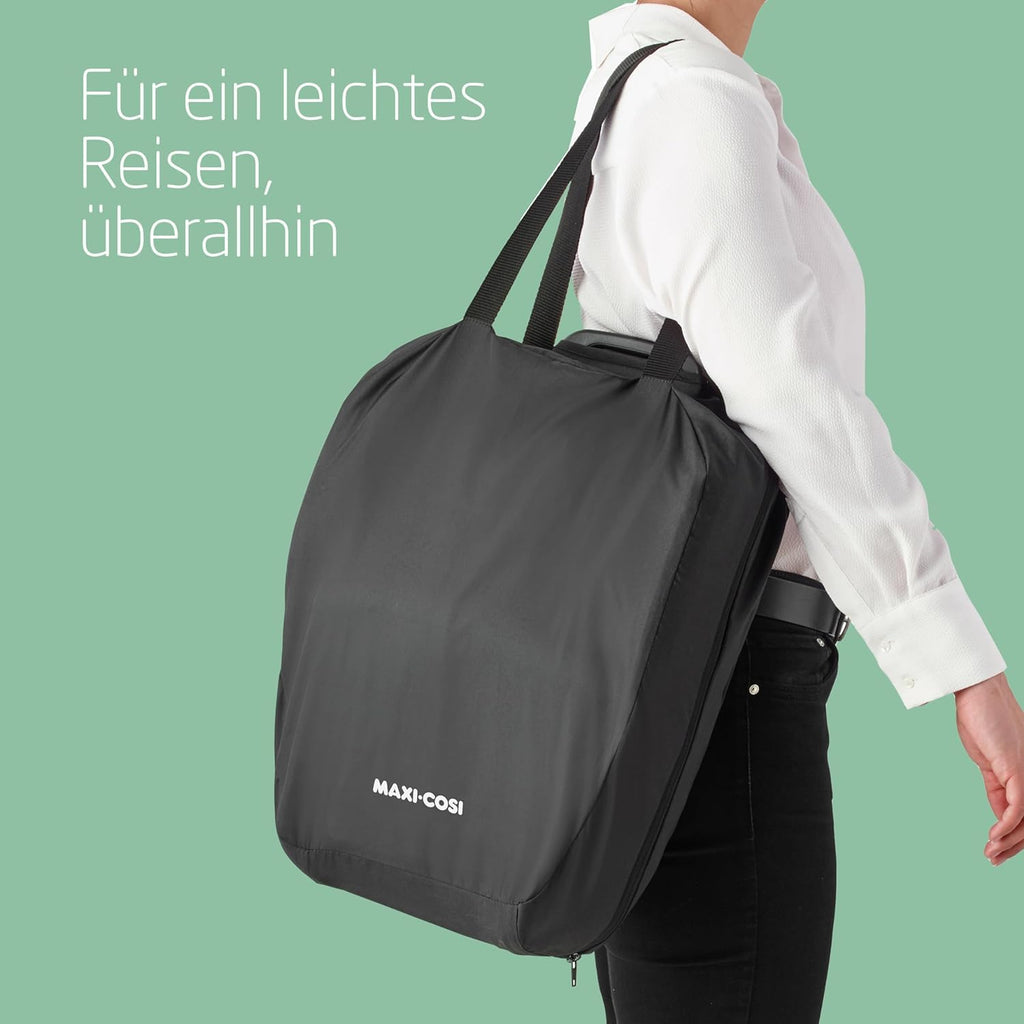 Maxi-Cosi Nomad Plus, Klappbarer Kindersitz, 15 Monate - 4 Jahre, 76 - 105 cm, Tragbarer Reiseautositz, Superkompakt & Leicht, Seitenaufprallschutz, Passt in Jedes Auto, Reisetasche, Authentic Black