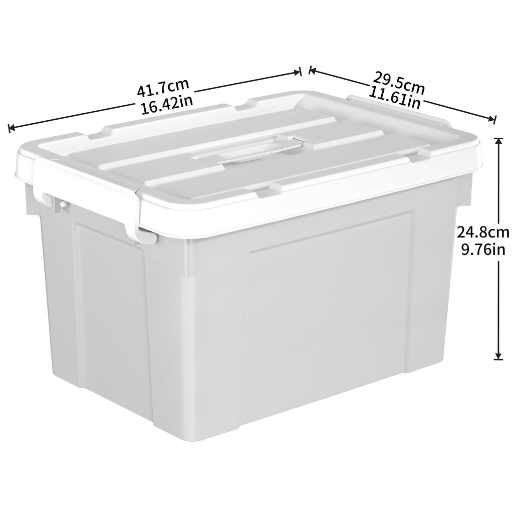 Cetomo 20L*6 Aufbewahrungsboxen, Tragbare Plastikboxen mit Deckeln, Organizer-Behälter mit Griff und Clips, Stapelbar, Ineinander Nestbar, für Zuhause und Büro, Grau, 20L-6er Pack