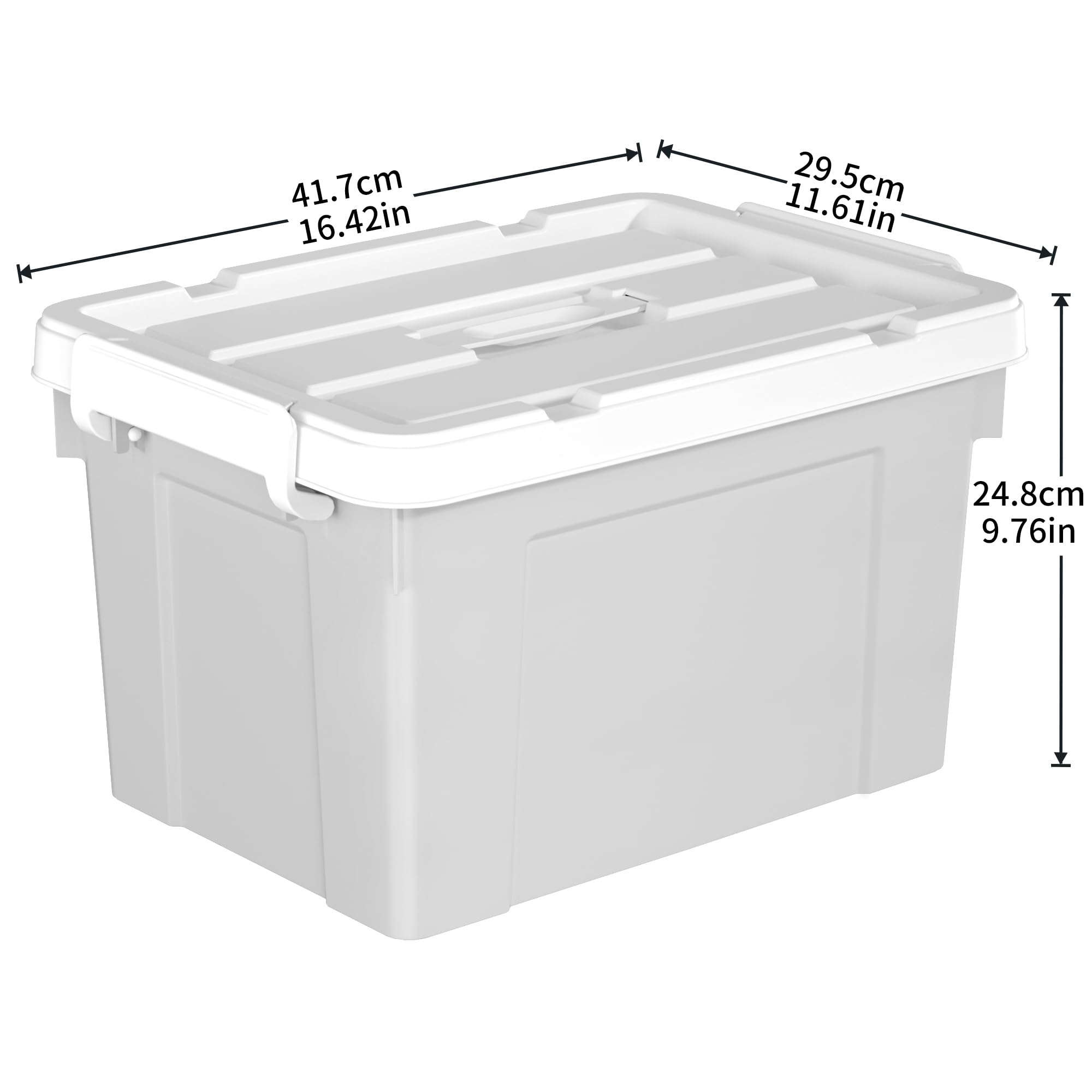Cetomo 20L*6 Aufbewahrungsboxen, Tragbare Plastikboxen mit Deckeln, Organizer-Behälter mit Griff und Clips, Stapelbar, Ineinander Nestbar, für Zuhause und Büro, Grau, 20L-6er Pack