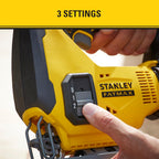 Stanley FatMax 18V Akku-Pendelhub-Stichsäge SFMCS600B (zwei Pendelhubstufen, variable Hubzahl, werkzeuglose Blattaufnahme, Gebläse, inkl. Holz-Sägeblatt, Lieferung ohne Akku und Ladegerät)