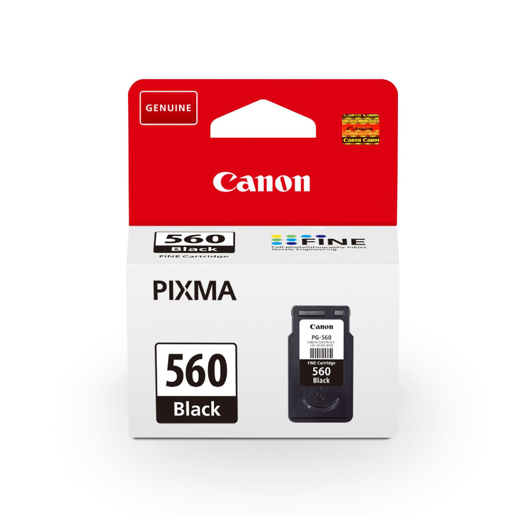 Canon Tintenpatronen - PG-560 Original Druckerpatrone - Druckt bis zu 180 A4-Seiten (1 x schwarze Patrone)