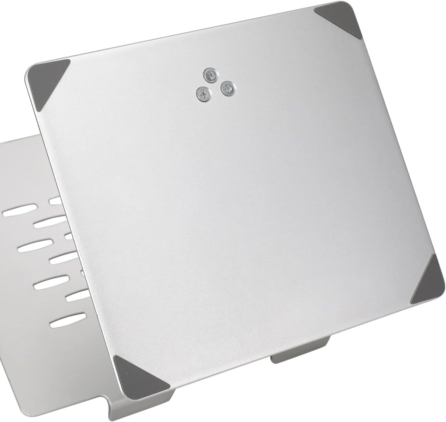 Amazon Basics Verstellbarer ergonomischer Laptopständer mit Wärmeabzug, stufenlose Höhen- und Winkelverstellung, ideal für einen Laptop bis 43,9 cm (17,3 Zoll), 27.9 x 23 x 5.6 cm, Silber