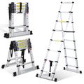 Lospitch 2M+2.3M Teleskopleiter Klappleiter, Rutschfester Aluleiter Mehrzweckleiter Ausziehbare Leiter, A-Rahmen 6+7 Sprossen Aluminiumleiter, 150 kg Tragfähigkeit