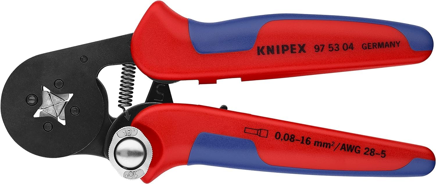 KNIPEX Selbsteinstellende Crimpzange für Aderendhülsen, 0,08-16 mm², Vierkant-Pressung, Aderendhülsenzange, Presszange, 97 53 04
