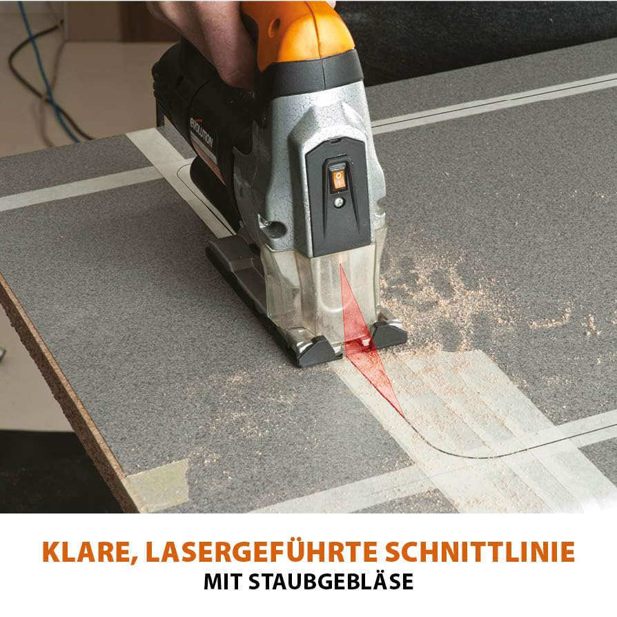 Evolution Power Tools Rage 7-S Universalstichsäge – schneidet Holz, Stahl, Kunststoff und mehr – inklusive 5 Sägeblätter, 710 W
