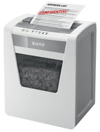 Leitz IQ Aktenvernichter Office P5, Mikroschnitt, 11-10 Blatt (70-80 g/m²), TÜV+GS zertifiziert, 2 Stunden Dauerbetrieb, Herausziehbarer 23L Behälter, Sehr leiser Schredder für Büro, Weiß, 80020000