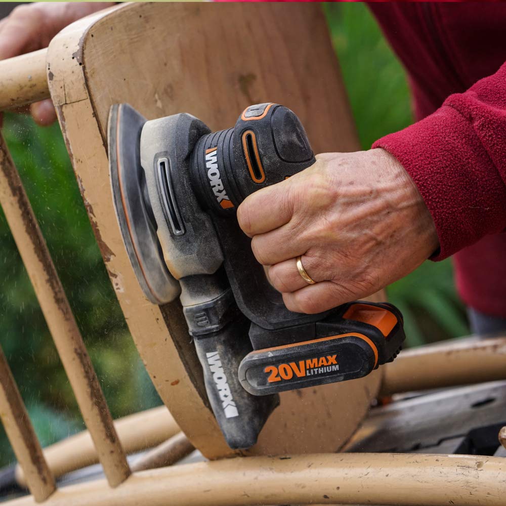WORX WX822.9 Akku-Dreieckschleifer 20V – Elektrische 20V Schleifmaschine für Holzmöbel, Türen, Ecken und Kanten - Schleifen mit Staubfangsack - PowerShare kompatibel - ohne Akku & Ladegerät