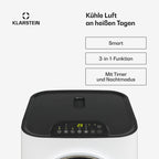 Klarstein Kraftwerk Smart 12K Mobiles Klimagerät – 12000 BTU, 35-59 m², App & Alexa Steuerung, 3-in-1 Kühlung, Entfeuchter & Ventilator, Leise, Timer, Ablaufschlauch Inkl., Weiß