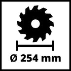 Einhell Tischkreissäge TC-TS 254 U (2.200 W, 80 mm Schnitthöhe, Ø 254 mm Sägeblatt, Winkelanschlag, Parallelanschlag, Auflagenvergrößerung, Staubabsauganschluss)