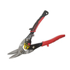 Stanley Maxsteel Blechschere (mit Durchlauf links, 250 mm Länge, Bi-Material Kunststoffhandgriff, chromveredelt, Einhandbedienung) 2-14-567 Red - Offset Left Cut