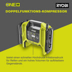 RYOBI 18 V ONE+ Akku-Multikompressor R18MI-0, Digital, max. Druck 10,3 bar, ohne Akku und Ladegerät, Grün